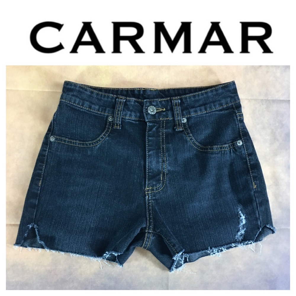 💸Carmar Black Stretch denim cutoffs in size 25